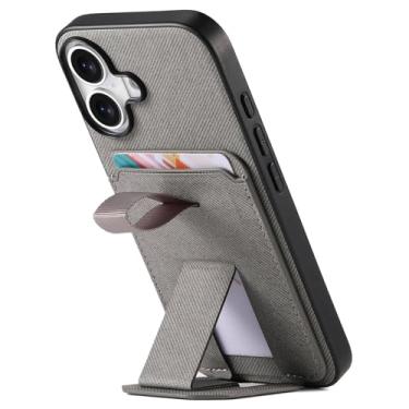 Imagem de FWYANZH Capa de couro para iPhone 17 Pro Max/17 Pro/Air/17, capa carteira com suporte oculto com compartimento para cartão, capa protetora à prova de choque, cinza, 17 Pro Max