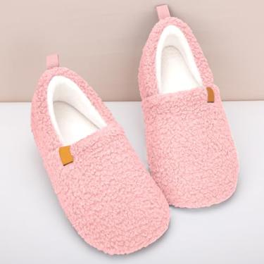 Imagem de Pantufas femininas de espuma viscoelástica para casa, aconchegantes e fechadas, com lã encaracolada, para ambientes internos e externos, rosa, 8.5 Women/7 Men