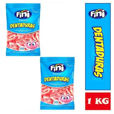 Imagem de Balas Fini Dentaduras Morango E Franboesa Pacotão De 1Kg