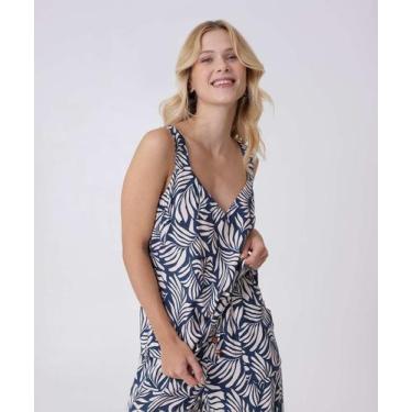 Imagem de Blusa Regata Feminina Estampa Folhas Marisa-96168, 40, Azul