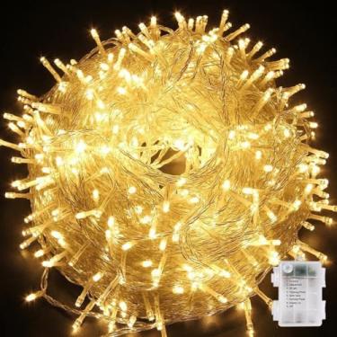 Imagem de YUANHUYUOU Luzes de Natal, luzes de corda de fadas operadas por bateria 3M 20LED para decoração interna e externa, luzes de corda de LED à prova d'água para árvore de Natal, jardim, festa (branco