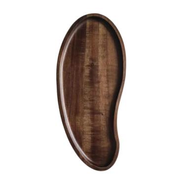 Imagem de FytStycale Bandeja de madeira para servir, organizador de pratos de madeira, travessa rústica para servir alimentos, bebidas, café da manhã, frutas e xícaras de, Formato de Manga