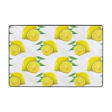 Imagem de Zeraoke Tapetes de área de limão amarelo para sala de estar 1,2 x 1,5 m, tapete macio e moderno, tapetes antiderrapantes para decoração de casa, tapete lavável para quarto, jantar, dormitório, quarto