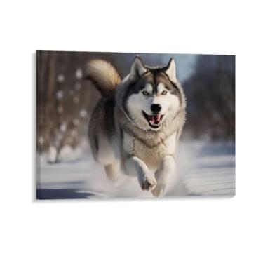Imagem de HouLaiZhe Pôster de animal lobo engraçado correndo bonito lona parede estética pôsteres decoração de sala de parede impressões galeria sala decoração de parede para quarto sala de estar escritório 20