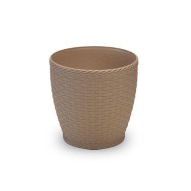 Imagem de Vaso Rattan Cachepo Redondo M3 Kit Com 10 Mini Suculenta Violeta - Ate
