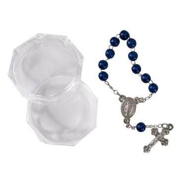 Imagem de Mini Terço com Embalagem Italiana - SJO Artigos Religiosos, Azul Escur