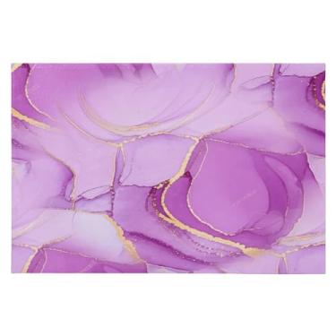 Imagem de CEBUGI Tapete de área 60 x 90 cm, macio, lavável, antiderrapante, com suporte de borracha, estampa de mármore roxo, para sala de estar, quarto, decoração de casa