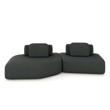 Imagem de Sofá Ilha Dakota 2 Módulos 310cm Encostos Almofadas Soltas Veludo Cinza G33 - Gran Belo