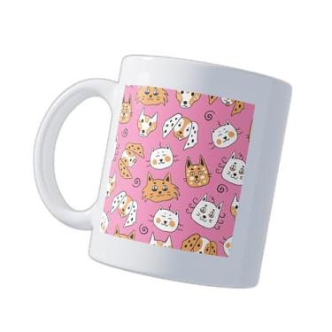 Imagem de Caneca Xícara Para Café Porcelana 300ml Com Desenho De Gato E Cachorro