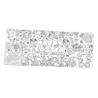 Imagem de oshhni Pôster para colorir de Páscoa, decoração para festa, artigos para festa, toalha de mesa para desenho e pintura, rolo de papel para desenho