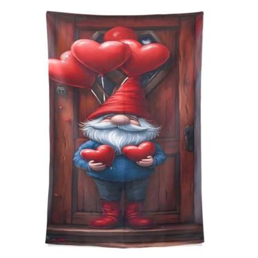 Imagem de STAYTOP Tapeçaria de parede de gnomo fofo para decoração de casa, decoração de dormitório, sala de estar, quarto, tapete de parede (60 × 51 pol.)