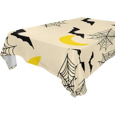 Imagem de Burbuja Toalha de mesa Webs Bats Moon, toalha de mesa retangular, anti-rugas, grossa para decoração de jantar, cozinha, festa, 152 x 228 cm