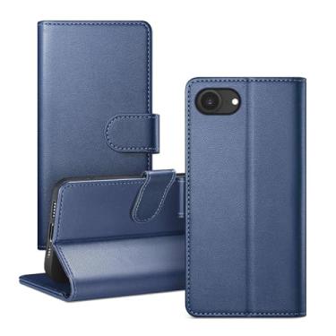Imagem de RingPi Capa de telefone para iPhone 16e 6,1 polegadas, capa flip magnética de couro com suporte ajustável, compartimento para cartão com bloqueio de RFID e proteção contra quedas de 360°, compatível