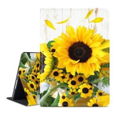 Imagem de Compatível com iPad Air 11 polegadas M3 M2 2025/2024 7ª/6ª geração e Air 5ª/4ª geração 10,9 polegadas 2022/2020, capa inteligente com proteção automática para despertar/dormir, girassóis de grão de