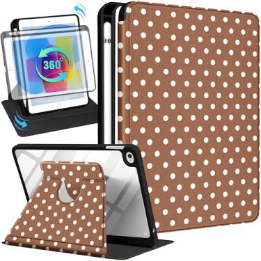 Imagem de Uppuppy Capa para iPad mini 4 para iPad Mini 5ª geração – Suporte giratório de 360 graus com suporte para lápis para mulheres e meninas, bolinhas marrons para Apple Tablet Mini 7,9 polegadas 2019/2015