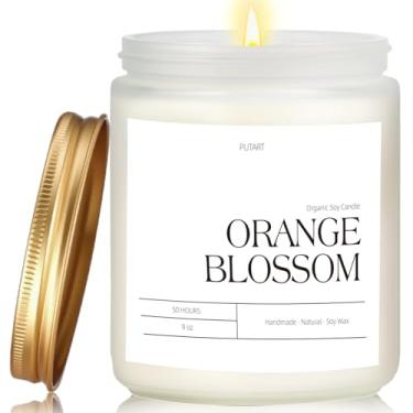 Imagem de Putart Velas de flor de laranjeira perfumadas para casa, cera de soja natural, aromaterapia, não tóxica, para alívio do estresse, velas de longa duração e presentes para Halloween, aniversário, Natal
