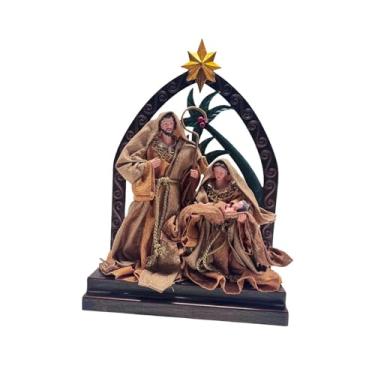 Imagem de IEUDNS Estátua de Natal em Resina da Sagrada Família para Presépio, Ideal para Decoração de Lareira e Festas, Style a