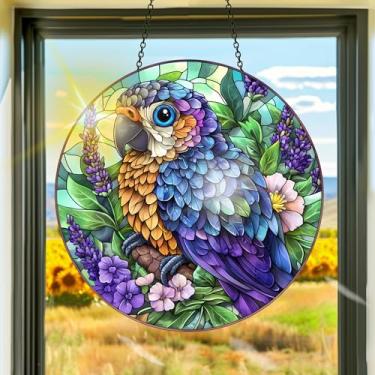 Imagem de Apanhador solar de acrílico colorido, decoração de janela suspensa para apanhadores de sol de pássaros, arte de parede de arco-íris, para sala de estar, quarto, varanda, decoração de jardim interno e