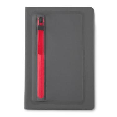 Imagem de Caderno de Anotações Executivo com Porta Objetos, Capa Dura em Material Sintético, 80 Folhas Pautadas, Cinza, 21,5x15,5x1,5cm (1, Vermelho)