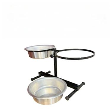 Imagem de Comedouro Duplo Elevado Ajustável para Cachorro e Gato com Tigelas Removíveis(Médio 1.200ml)