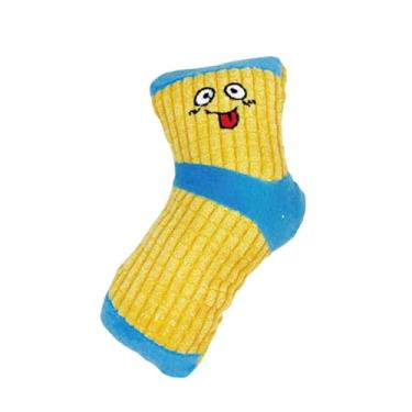 Imagem de Whtkoph Brinquedo com Apito para Cães, Meia Recheada – Mantém Seu Cão Entretido – Criativo – Brinquedo Interativo para Cães de Pequeno E Médio Porte –, Azul Amarelo