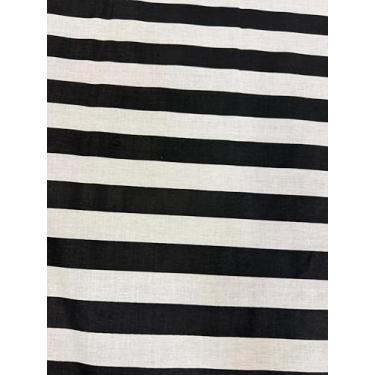 Imagem de Sedona Designz 152 cm de largura preto/branco 2,5 cm listra tecido de poliéster e algodão – Tecido leve para vestuário, artesanato, decoração, capas de mesa e projetos de costura
