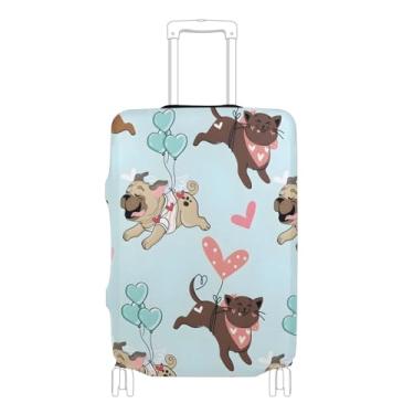 Imagem de Capa protetora de bagagem floral personalizada elástica fofa animal balão de ar quente acessórios de bagagem de viagem, P, serve para capa de 45 a 50 cm, Balão de ar quente animal fofo, M 22-24 in