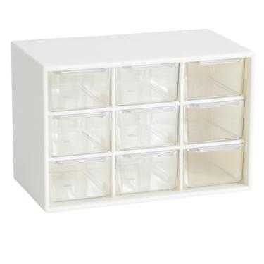 Imagem de Genérico Organizador Gaveteiro Transparente Para Maquiagem Joias, Branco, Plástico, 9 Compartimentos, Retangular, 33x44x8 cm
