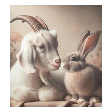 Imagem de Cabra Coelho Magnético Lavadora de Louças Decoração Porta Frontal, Capa Magnética de Lava-Louças 58 cm L x 66 cm A