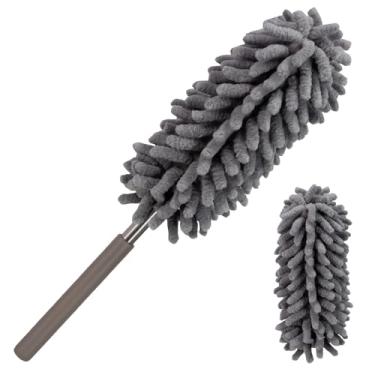 Imagem de Espanador de penas de microfibra para limpeza, espanador lavável Sheneyron, com 2 peças de cabeça de microfibra substituível, suprimentos de limpeza removíveis para carro, ventilador de teto, janela