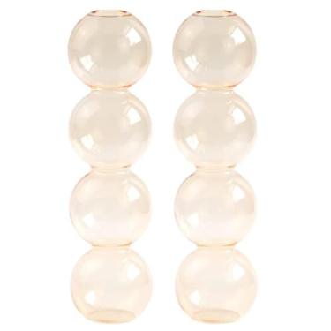 Imagem de Pacote com 2 lindos vasos de bolhas para flores, vidro, moderno, bolha, para decoração de casa, vaso de flor único redondo decorativo para mesa (damasco, 4 bolas 23 cm)