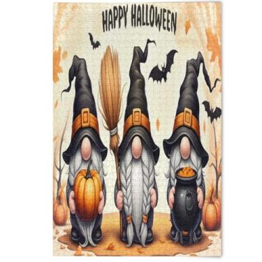 Imagem de Quebra-cabeças engraçados de outono de gnomo de Halloween 1000 peças para adultos, jogo de quebra-cabeça engraçado, presentes tecnológicos, natureza, quebra-cabeças divertidos, decoração de pintura