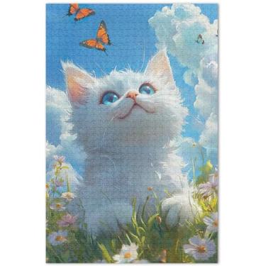 Imagem de Quebra-cabeça adulto floral gato Ragdoll fofo personalizado 500 peças paisagem colorido quebra-cabeças elefantes brancos, 50 x 35 centímetros