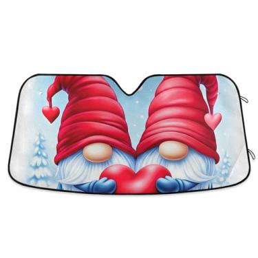 Imagem de Gnomos de Dia dos Namorados Gnomos Personalizados Para-brisas de Carro Toldo Bonito Retrátil Dobrável para Carro de Caminhão Protetor de Janela Frontal S, 134,6 cm x 59,7 cm