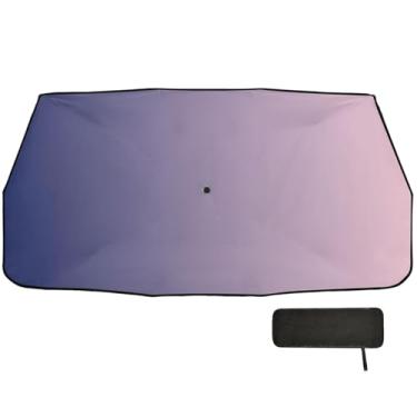 Imagem de Guarda-sol roxo rosa gradiente para-brisa protetor solar cobertura completa para para-brisas de carro 147.3 cm x 75.4 cm
