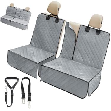 Imagem de IVY&LANE Capa de assento de carro para cachorro para banco traseiro, capa de assento frontal 2 em 1 conversível, capa protetora de assento de carro resistente e à prova de arranhões para SUVs