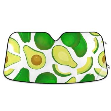 Imagem de Guarda-sol branco abacate verde personalizado para para-brisa de carro acessórios de carro retráteis engraçados dobráveis para para-brisa proteção de para-sol M, 139,7 cm x 70,1 cm