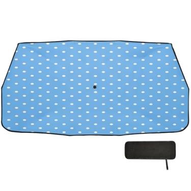 Imagem de Guarda-sol azul bebê bolinhas para para-brisa de carro dobrável UV bloco guarda-chuva para carro 147.3 cm x 75.4 cm viseira de sol para SUV