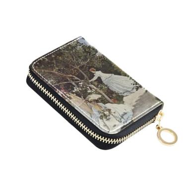 Imagem de Carteira feminina colorida pequena com bloqueio de RFID, carteira de cartão de crédito, pintura Claude Monet, carteira de viagem com zíper