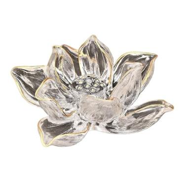 Imagem de porta-vara de incenso Porta-incenso de lótus esmaltado luxo com orifício para plugue, queimador incenso decorativo criativo para ambientes internos(Branco)