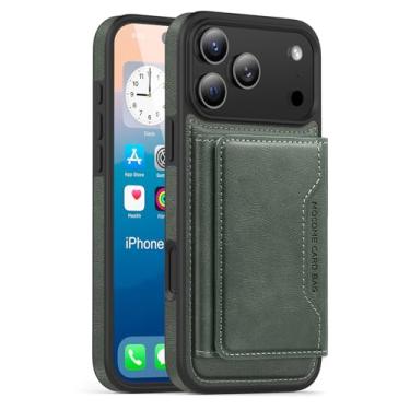 Imagem de LYJSMGZ Capa carteira para iPhone 17 Pro Max/Air/17 Pro/17, flip de couro com bloqueio de RFID, compartimentos para cartões, proteção militar, capa interna de proteção total, verde, 17