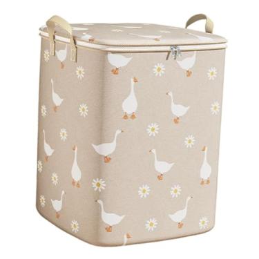 Imagem de ＫＬＫＣＭＳ Saco para guardar edredom, cesto para roupas, organizador versátil com zíper para roupa de cama, roupas, brinquedos, lençóis e outros itens, Beige 180 L