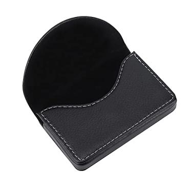 Imagem de Generic Estojo de Couro Elegante para Porta-cartões de Nome Porta-cartões de Crédito Leve e Portátil para Negócios Profissionais, Fechamento Magnético e Forro Macio Interno, preto/café, 1 Unidade (Preto)