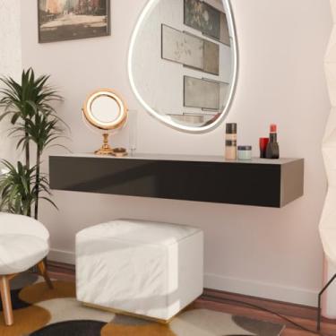 Imagem de Escrivaninha Penteadeira，Penteadeira Com Gaveta 100CM Console Camarim Com Corrediças Metalicas(Preto)