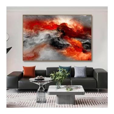 Imagem de Pôster de impressão de arte de parede nuvem abstrato colorido paisagem foto sala de estar arte em tela moderna decoração de quarto - (50 x 70 cm) moldura interna de 20 x 28 polegadas