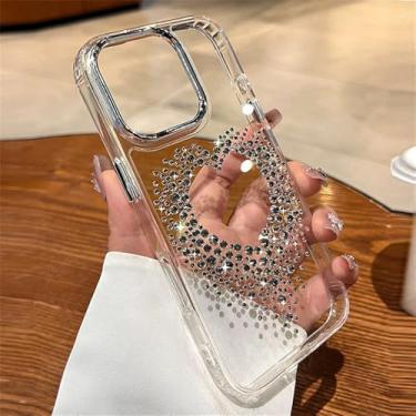 Imagem de Capa protetora transparente em formato de coração para iPhone 16 Pro Max, compatível com iPhone 15, 14, 12, 11, 13, Pro Max e 16 Plus.