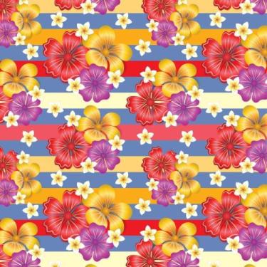 Imagem de Papel de Presente Bobina Couchê 60CM MOD.211 Flores e Listras 100 Metr