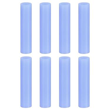 Imagem de 8 pontas de canudo de silicone, capas de palha de metal, pontas de canudos reutilizáveis macias adequadas para canudos de aço inoxidável de 6 mm/0,24" OD, azul