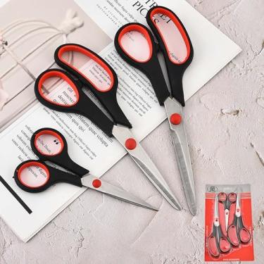 Imagem de Tesoura de mão de aço inoxidável – Tesoura multiuso para uso doméstico e escritório, ferramenta de corte universal para estudantes, artesanato multiuso (tamanho 3)