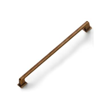 Imagem de SORWDUERM Pacote com 5 puxadores de armário de latão antigo quadrado 8,8" (224 mm) orifício central retrô vintage puxadores de gaveta puxadores de armário ferragens de cozinha